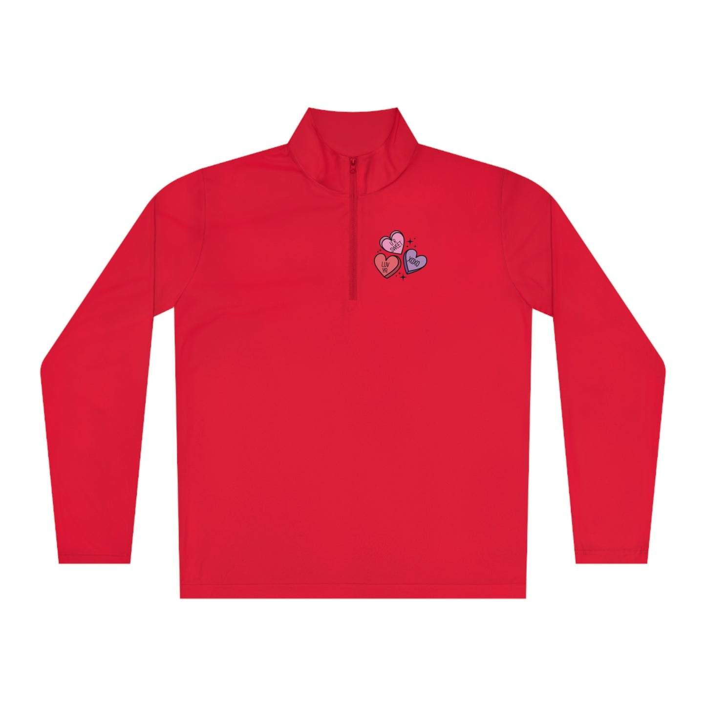 Valentine's Day Heart Quarter Zip Performance Pullover