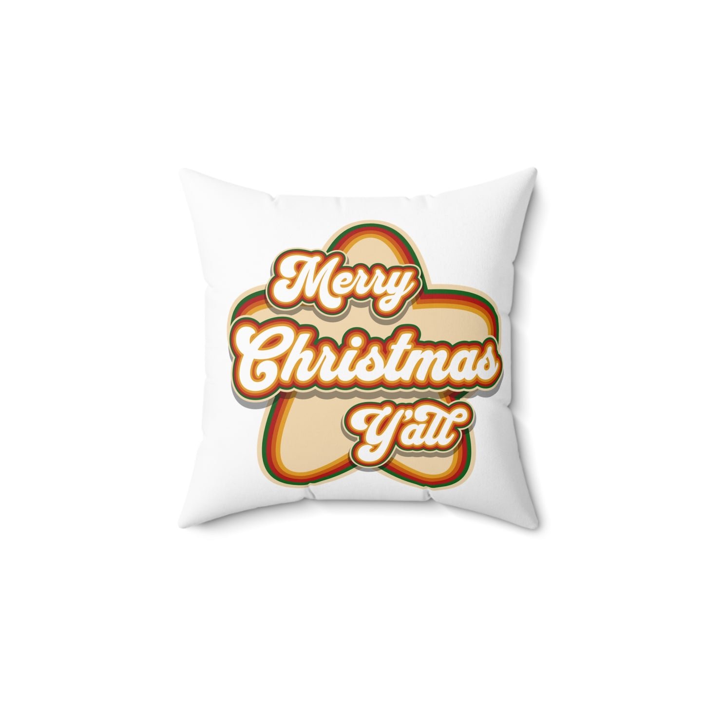 Merry Christmas Ya'll Retro Square Pillow