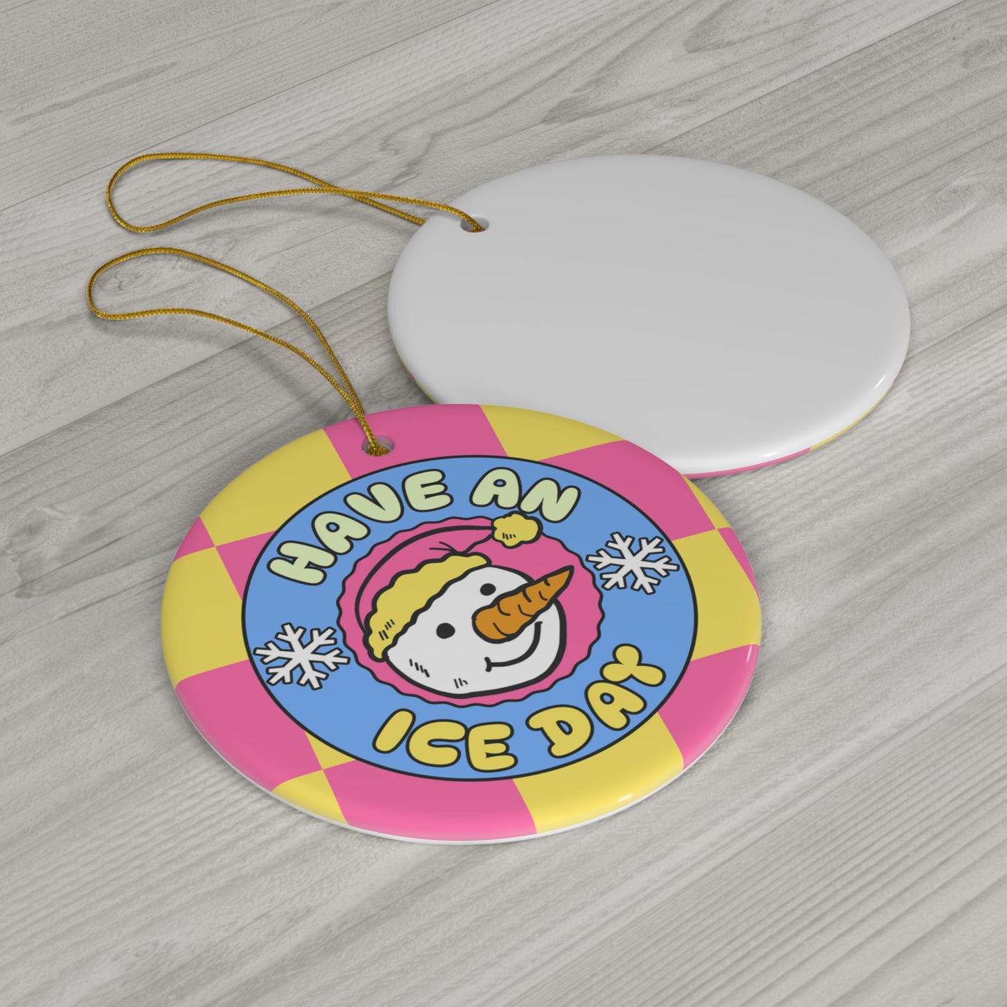 Have an Ice Day Snowman Ceramic Ornament