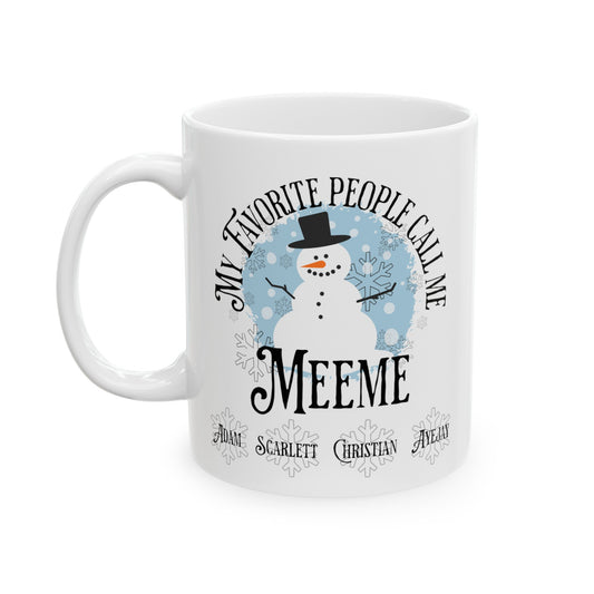 Custom Grandma Snowman Mug with Grandchildren names 11oz