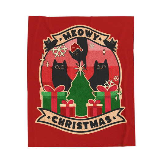 Meowy Christmas Velveteen Plush Blanket 50"x60"