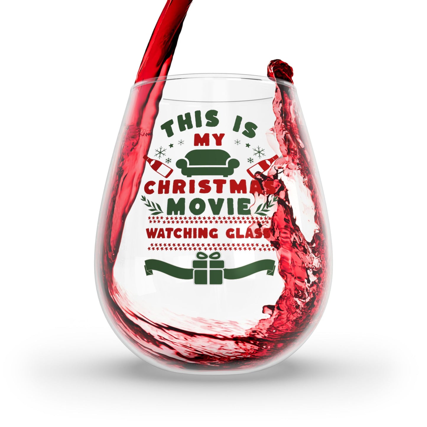 Christmas Movie Watching Wine Glass