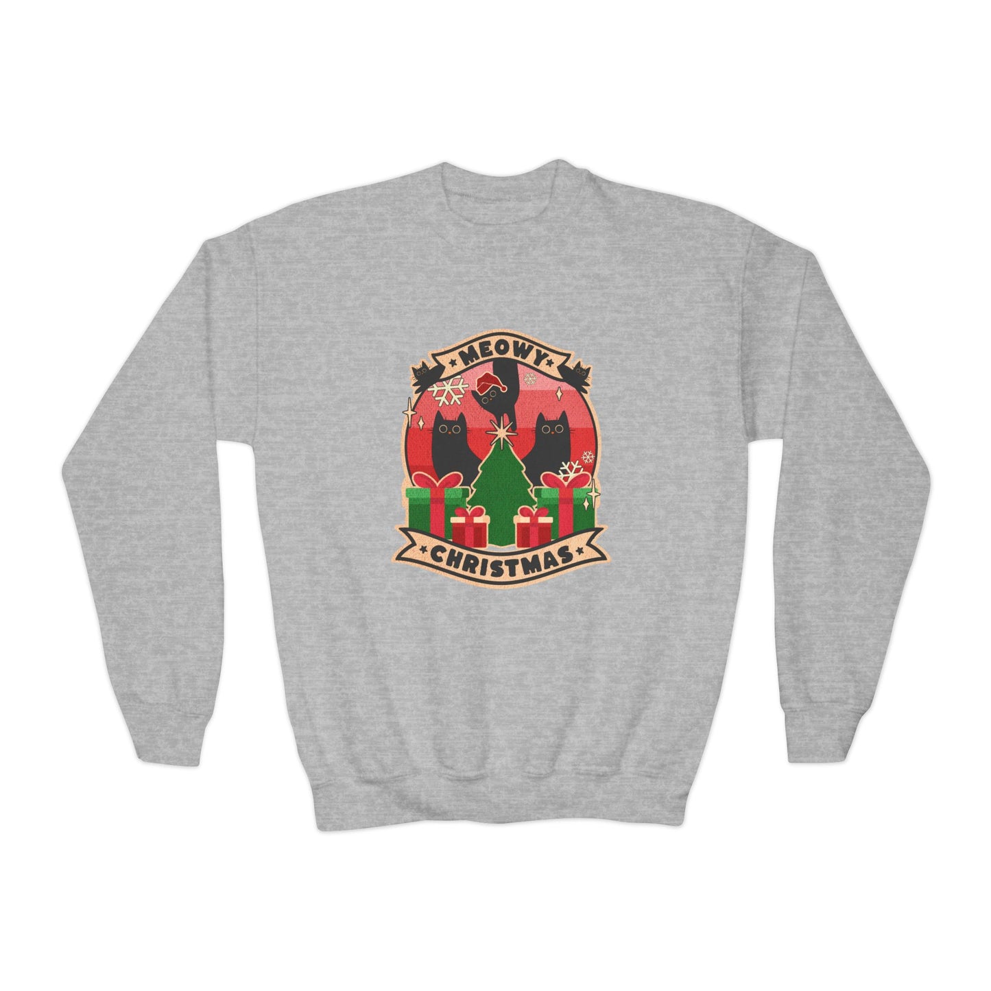 Meowy Christmas Youth Crewneck Sweatshirt