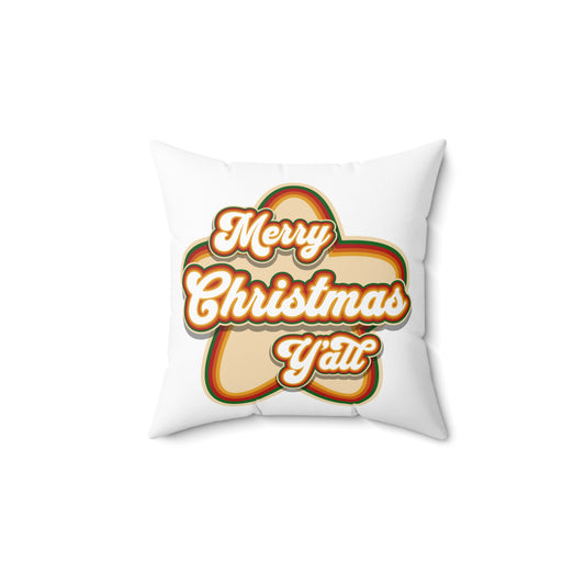 Merry Christmas Ya'll Retro Square Pillow