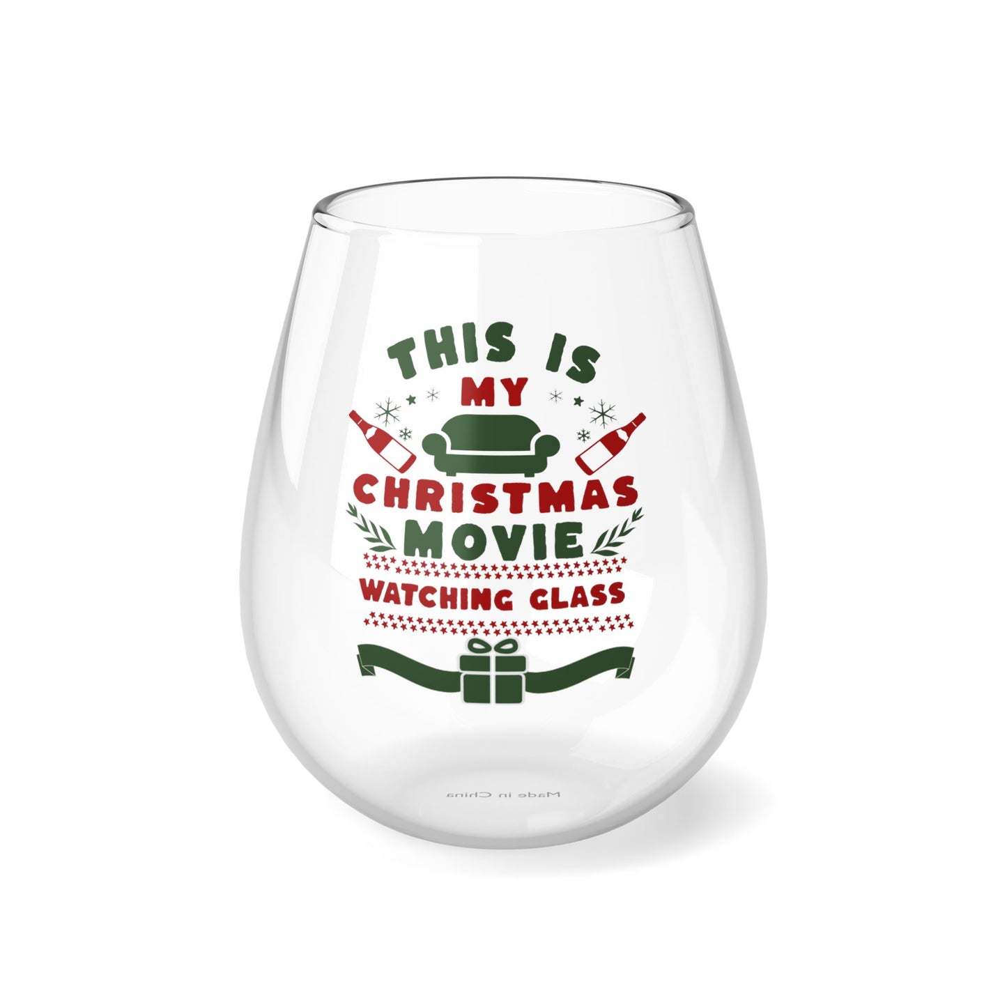 Christmas Movie Watching Wine Glass